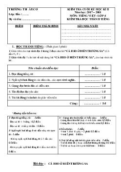 Đề thi học kì 2 môn Tiếng Việt lớp 4 năm học 2017 - 2018 theo Thông tư 22 - Đề số 2
