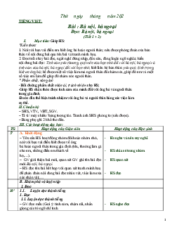 Giáo án Tiếng Việt 2 sách Chân trời sáng tạo Học kì 1| Tuần 8