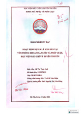 Báo cáo kiến tập Hoạt động quản lý văn phòng tại văn phòng khoa nhà nước và pháp luật môn Lý luận về hành chính nhà nước và pháp luật | Học viện Báo chí và Tuyên truyền