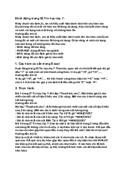 Giải SGK Tin học 7 Bài 8: Sử dụng các hàm có sẵn| Cánh diều