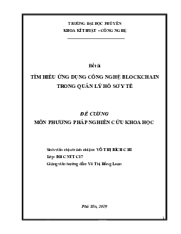 Báo cáo đề tài: Áp dụng công nghệ Blockchain trong Hồ sơ y tế