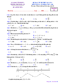Đề KSCL Toán 12 lần 1 ôn thi THPTQG 2019 – 2020 trường Đội Cấn – Vĩnh Phúc