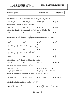 Đề kiểm tra 1 tiết Giải tích 12 chương 2 trường THPT Ông Ích Khiêm – Đà Nẵng