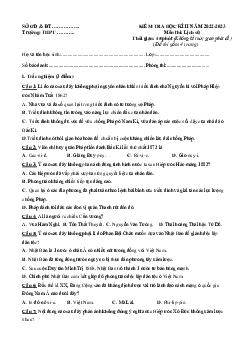 Đề thi học kì 2 môn Lịch sử lớp 11 năm 2022 - 2023 | Đề 9