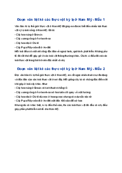 Đoạn văn liệt kê các thực vật kỳ lạ ở Nam Mỹ mà em đã học, trong đó có sử dụng dấu gạch ngang | Tập làm văn 4