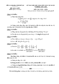 Đề thi học sinh giỏi môn Toán lớp 6 năm học 2019 - 2020