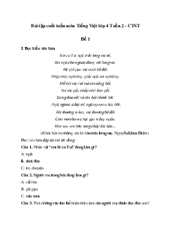 Giải Bài tập cuối tuần lớp 4 môn Tiếng Việt Chân trời sáng tạo - Tuần 2
