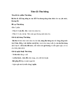 Tóm tắt Thu hứng Ngữ Văn 10 sách Kết Nối Tri Thức