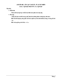 Chuyên đề tập hợp, phần tử của tập hợp