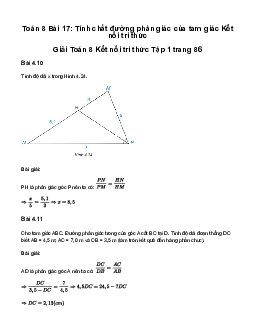 Giải Toán 8 Bài 17: Tính chất đường phân giác của tam giác | Kết nối tri thức