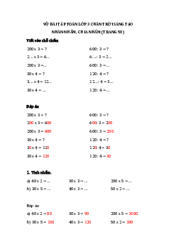 Giải Vở bài tập Toán lớp 3 Chân trời sáng tạo: Nhân nhẩm, chia nhẩm trang 50