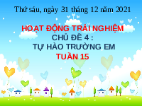 Giáo án điện tử Hoạt động trải nghiệm 1 chủ đề 4 Vì sự bình đẳng: Tự hào trường em
