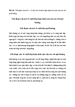 Viết đoạn văn nói về cảnh đẹp hoặc tình cảm của em với quê hương Tiếng việt 4 Chân trời sáng tạo