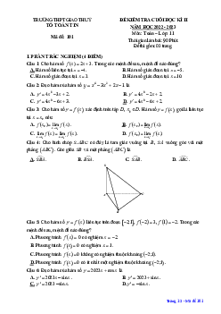 Đề cuối học kì 2 Toán 11 năm 2022 – 2023 trường THPT Giao Thủy – Nam Định