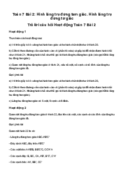 Giải Toán 7 Bài 2: Hình lăng trụ đứng tam giác. Hình lăng trụ đứng tứ giác | Cánh diều