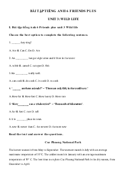 Bài tập unit 3 lớp 6 Wild life - Chân trời sáng tạo