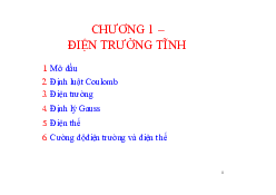 Chương 1: Điện trường tĩnh - Vật lý đại cương 2 | Trường Đại học Công nghệ, Đại học Quốc gia Hà Nội