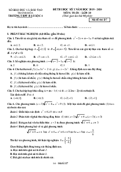 Đề thi HK1 Toán 10 năm 2019 – 2020 trường THPT Hậu Lộc 4 – Thanh Hóa