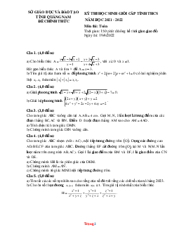 Đề thi học sinh giỏi cấp tỉnh THCS năm 2021-2022 Sở GD và ĐT tỉnh Quảng Nam môn Toán 9 (có đáp án và lời giải chi tiết)