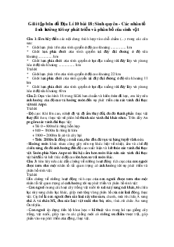 Tập bản đồ Địa lý lớp 10 bài 18: Sinh quyên - Các nhân tố ảnh hưởng tới sự phát triển và phân bố của sinh vật
