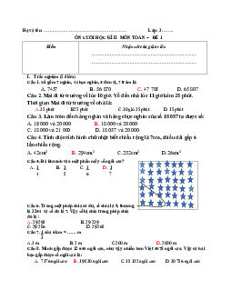Bộ đề ôn thi học kì 2 môn Toán 3  | Cánh diều