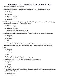 Trắc nghiệm tiền tệ ngân hàng và thị trường tài chính