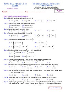 Đề thi giữa HK1 Toán 11 năm 2020 – 2021 trường Chu Văn An – Phú Yên