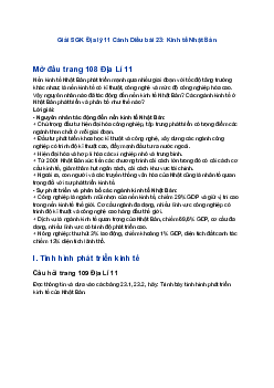 Giải SGK Địa lý 11 Cánh Diều bài 23: Kinh tế Nhật Bản