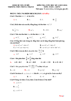 Đề thi cuối học kỳ 1 Toán 8 (có đáp án)