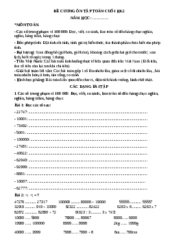 Đề cương ôn tập học kì 2 môn Toán lớp 3  - đề 1 năm 2024 | Chân trời sáng tạo