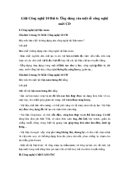 Giải Công nghệ 10 Bài 6: Ứng dụng của một số công nghệ mới CD