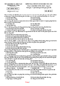 Đề kiểm tra cuối HK2 GDCD 12 Sở GD Quảng Nam 2021-2022 (có đáp án)