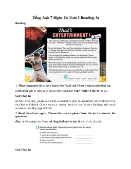 Tiếng Anh 7 Right On Unit 3 Reading 3a