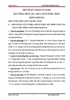 Một số kỹ thuật sử dụng bất đẳng thức AM – GM và bất đẳng thức Bunyakovski