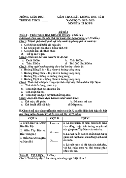 Đề thi học kì 2 môn Địa lý lớp 8 năm 2022 - 2023 - Đề 7