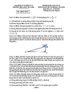 Đề thi HK2 Toán 9 năm 2019 – 2020 trường THCS Hồ Văn Long – TP HCM