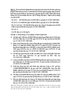 Bài tập ôn tập  học phần Nguyên lý kế toán