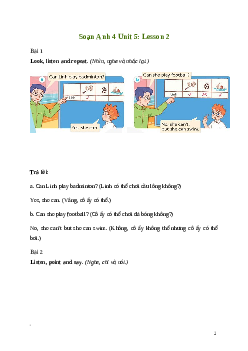 Giải Tiếng Anh lớp 4 Unit 5: Lesson 2 | Global Success