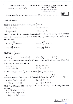 Đề giữa HK2 Toán 12 năm 2021 – 2022 trường THPT Ngô Gia Tự – Đắk Lắk