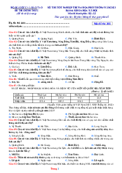 Đề thi THPT Quốc gia năm 2023 môn Địa Lí (có đáp án)
