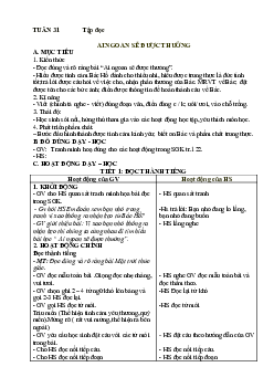 Giáo án Tiếng Việt 1 - Tuần 31 | sách Vì sự bình đẳng và dân chủ trong giáo dục