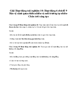 Giải Hoạt động trải nghiệm 10: Hoạt động 6 chủ đề 9 Chân Trời Sáng Tạo