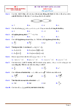 Bộ đề thi THPT Toán 2020 phát triển từ đề minh họa-Tập 1