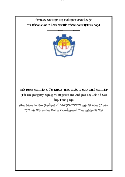 Tài liệu nghiên cứu khoa học giáo dục nghề nghiệp | Đại học Công nghiệp Hà Nội