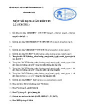 một số dạng câu hỏi tin 2.2 (excel) môn Microsoft Excel | Trường đại học Kinh Doanh và Công Nghệ Hà Nội