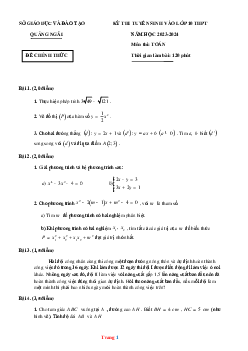 Đề thi tuyển sinh vào lớp 10 năm 2023-2024 môn toán 10 Sở GD Quãng Ngãi (có đáp án và lời giải chi tiết)