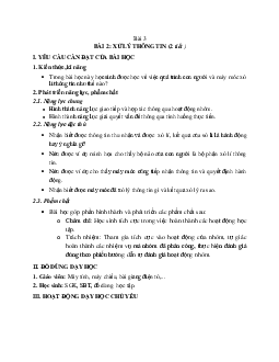 Bài 2: Xử lý thông tin | Giáo án Tin học 3 | Kết nối tri thức