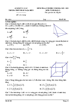 Đề cuối kỳ 2 Toán 11 năm 2022 – 2023 trường THPT Phan Ngọc Hiển – Cà Mau