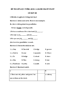 Đề thi giữa kì 2 tiếng Anh 4 i Learn Smart Start - Đề số 1