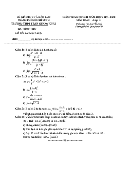 Đề thi học kì 2 Toán 11 năm 2019 – 2020 trường THPT Trần Quang Khải – TP HCM